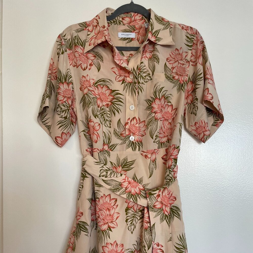 Equipment Adalaide Silk Mini Shirt Dress Tie Front 4